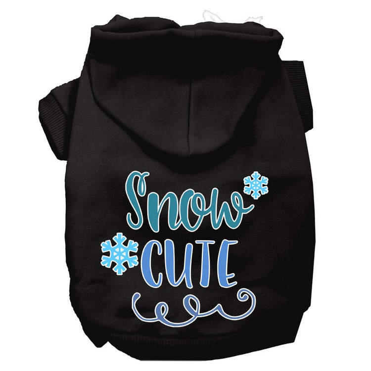 Snow Cute Screen Print Dog Hoodie Black XS